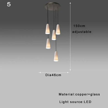 Modern elegant white glass cup chandelier pendant light with copper and five frosted glass shades for living room decorbites elegant white