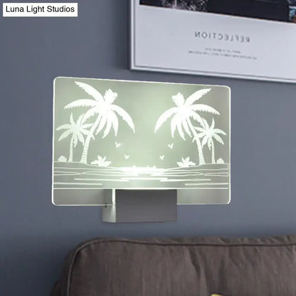 A sleek modern elk forest wall lamp with frosted glass etched coconut tree elk design for 110v 120v lighting