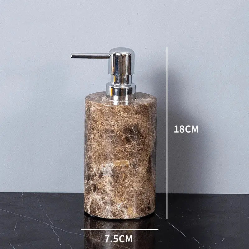 Brown emperador dark marble soap dispenser with sleek chrome pump from modern emperador dark marble bathroom set