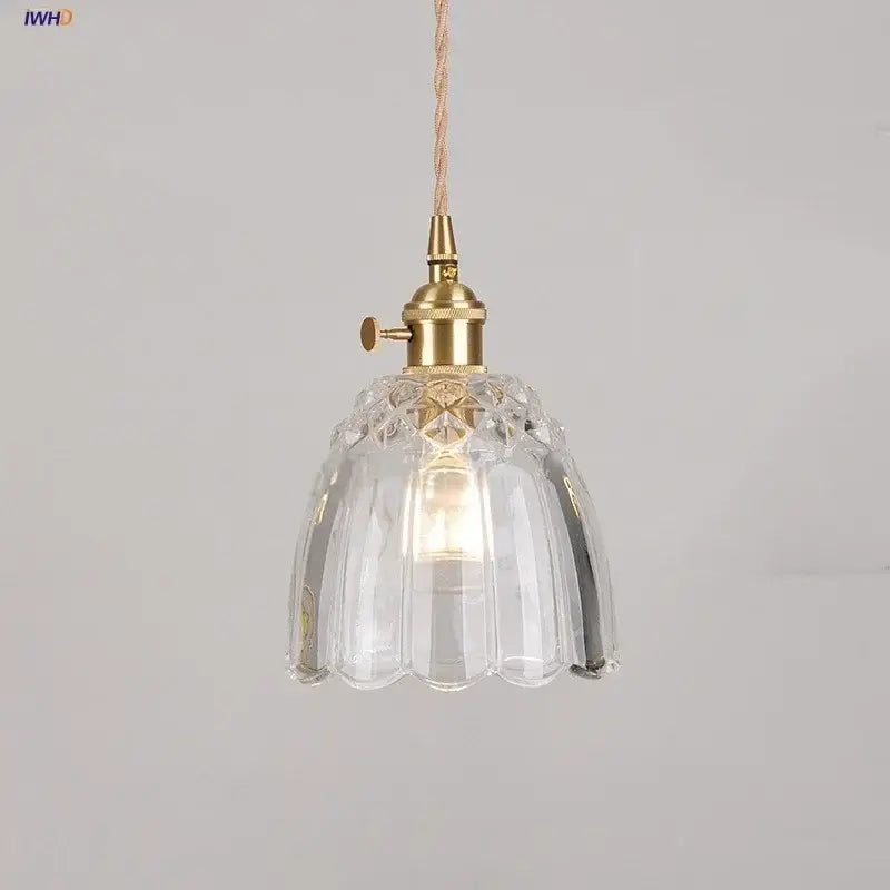 Modern faceted glass knob led pendant lamp with clear faceted glass, brass fixture, and twisted beige cord for living room decorbites