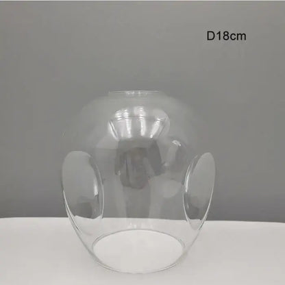 Modern faceted clear glass shade replacement with three circular cutouts for living room lamp cover