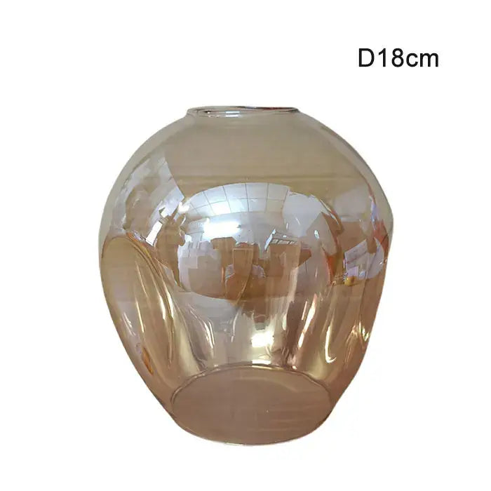 Modern faceted translucent amber glass shade replacement for living room lamp with smooth rounded dome shape and flared base