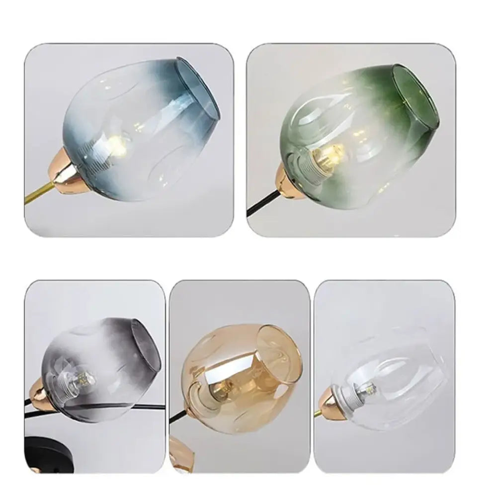Modern faceted gradient glass shade replacement with gold-toned metal fixtures for living room lamp cover