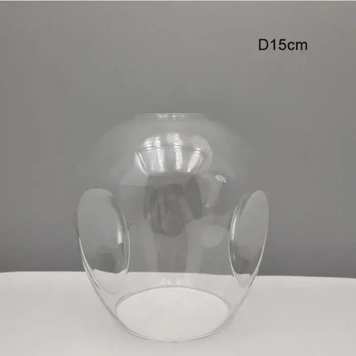 Modern faceted clear glass shade replacement with spherical shape and side cutouts for living room lamp cover 15cm diameter