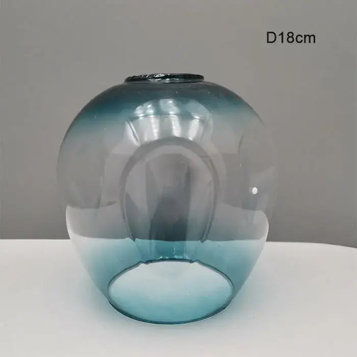 Modern faceted glass shade replacement with a translucent blue-to-clear gradient dome for living room lamp cover