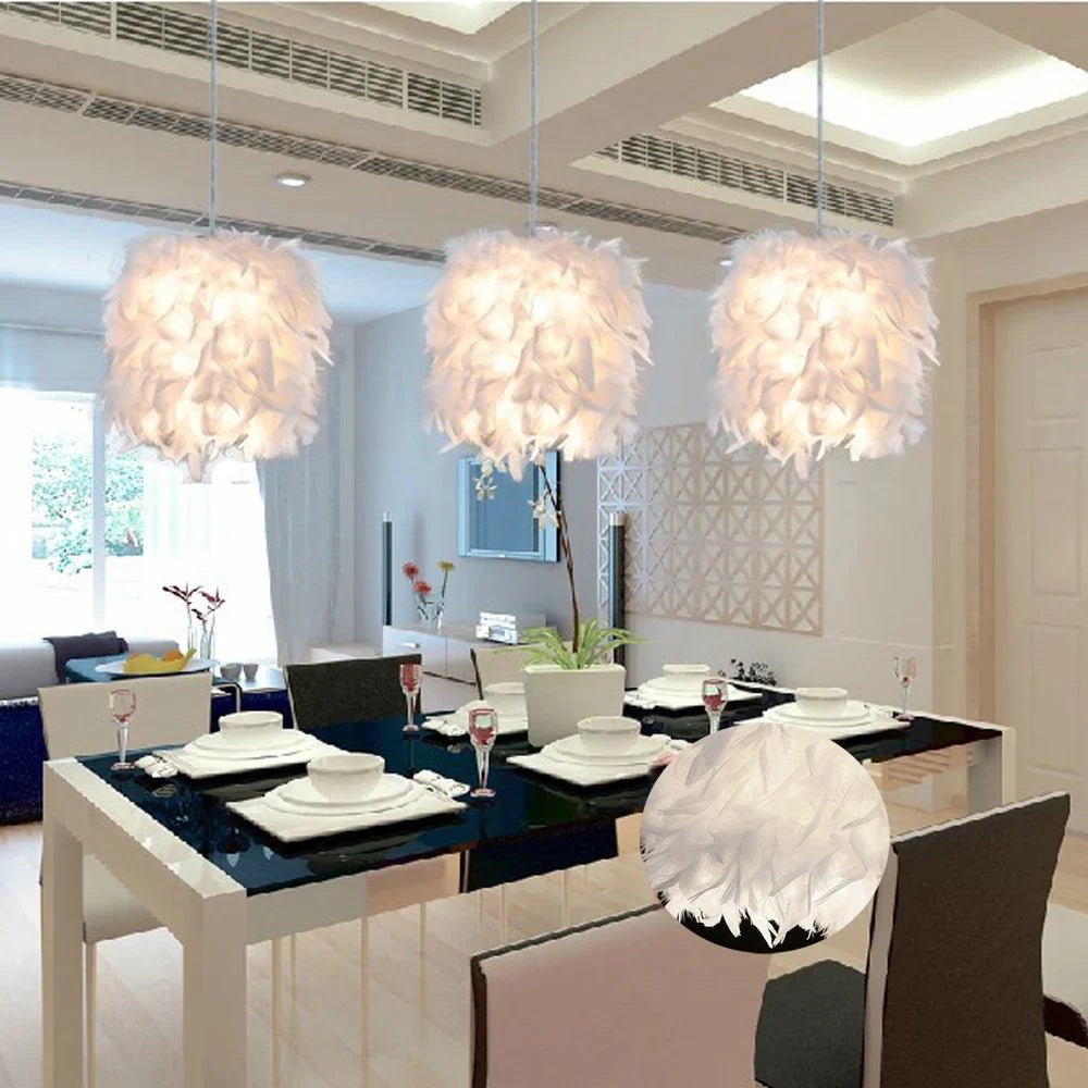 Modern Feather Pendant Light in White or Black - Decorbites