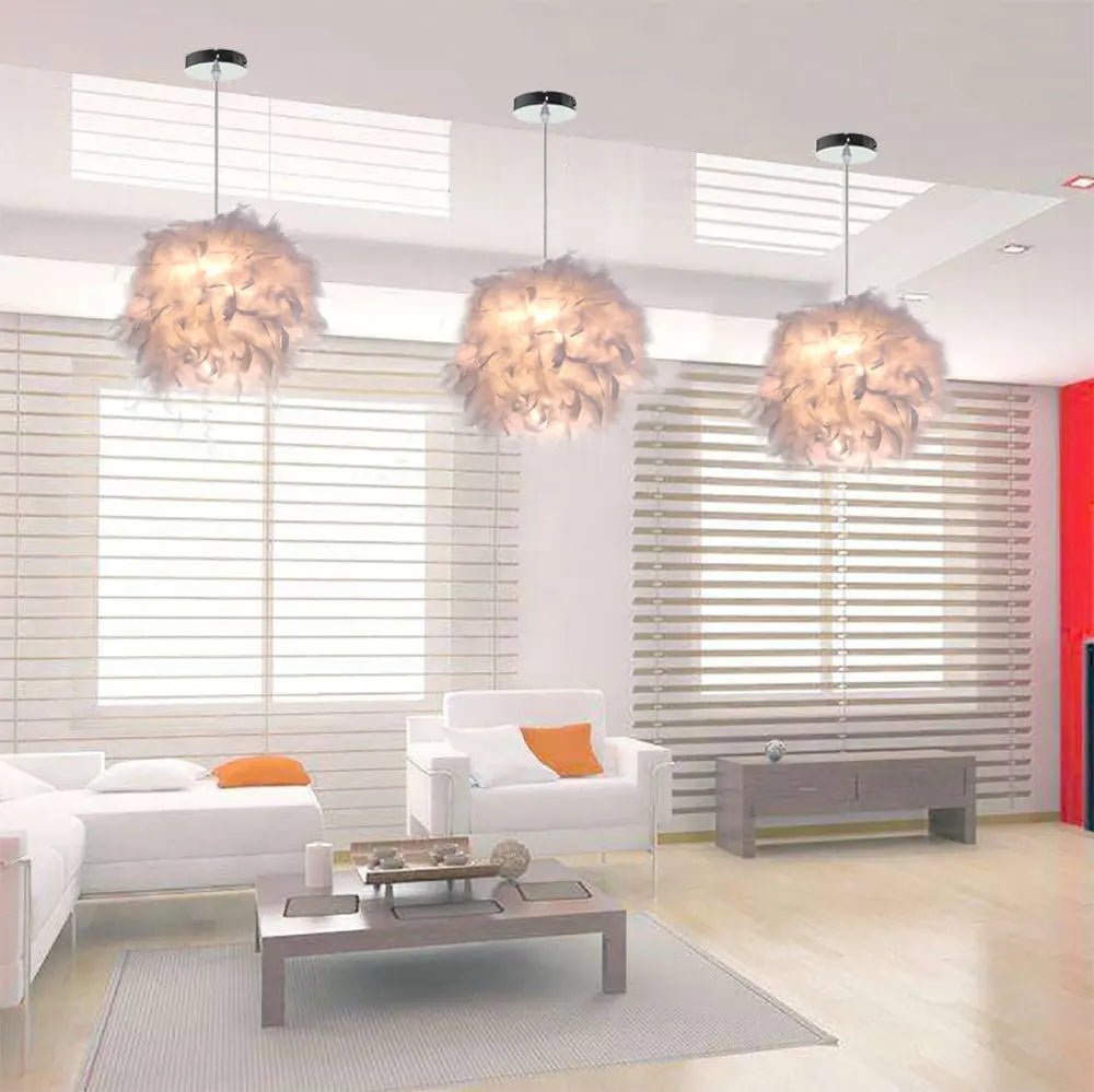 Modern Feather Pendant Light in White or Black - Decorbites