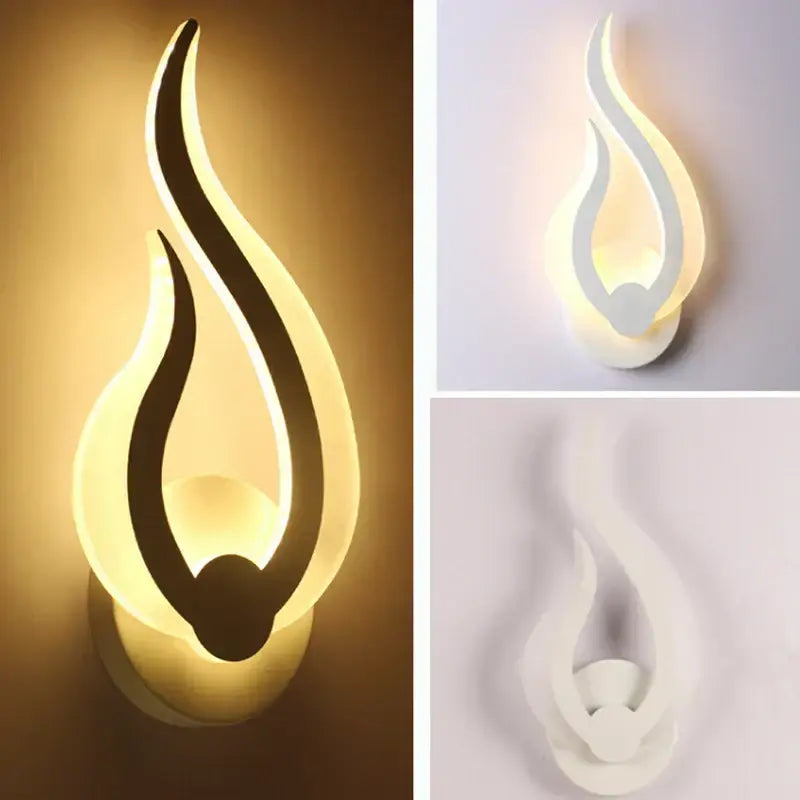 Modern flame acrylic led wall light in white with warm led lighting and sleek minimalist design for living room decorbites wall light