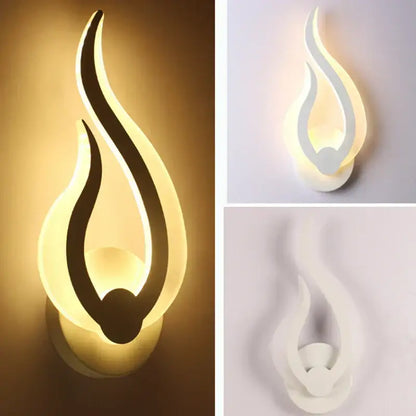 Modern flame acrylic led wall light in white with warm led lighting and sleek minimalist design for living room decorbites wall light