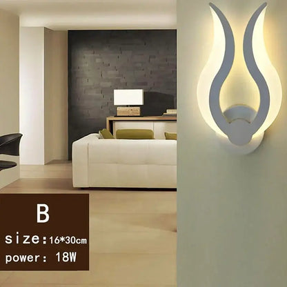 Modern flame acrylic led wall light in white and gray design emitting warm ambient light for living room decorbites acrylic led