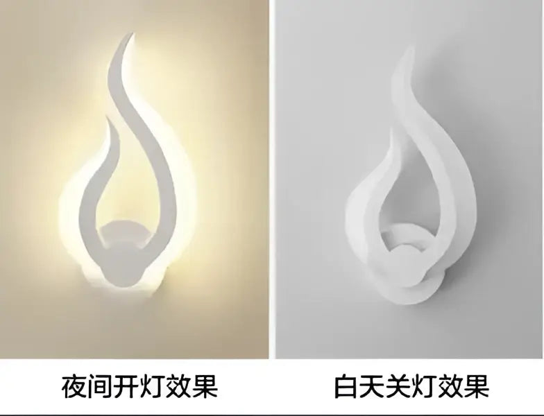 White flame-shaped modern wall light made of decorbites acrylic led for living room and bedroom decor