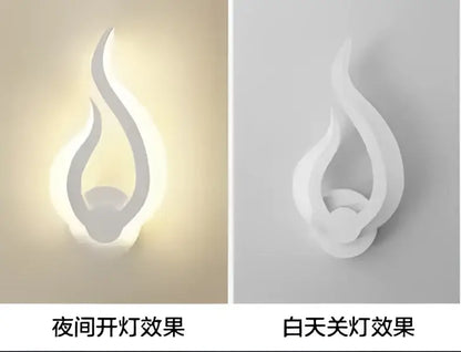 White flame-shaped modern wall light made of decorbites acrylic led for living room and bedroom decor