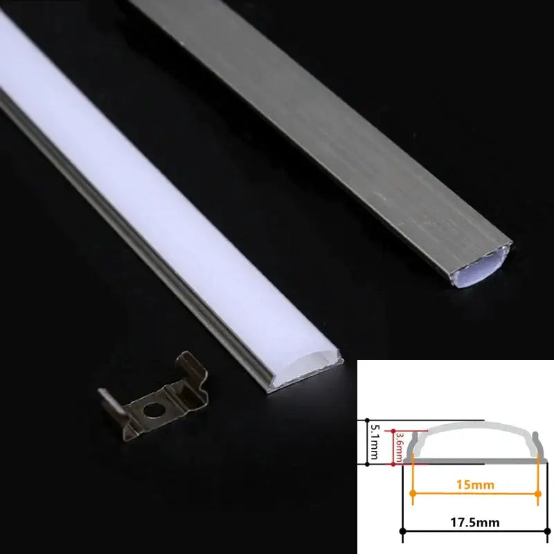 Modern flexible silver aluminum profiles for led strip lights with white diffuser 15mm width for kitchen use