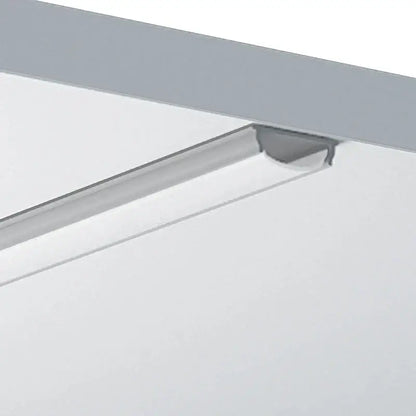 Silver linear led strip light with sleek aluminum profiles for modern minimalist kitchen lighting installation