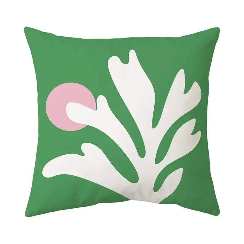 Green modern decorbites butterfly pillowcase with white coral design and pink accent for living room decor