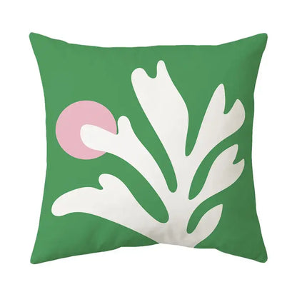 Green modern decorbites butterfly pillowcase with white coral design and pink accent for living room decor