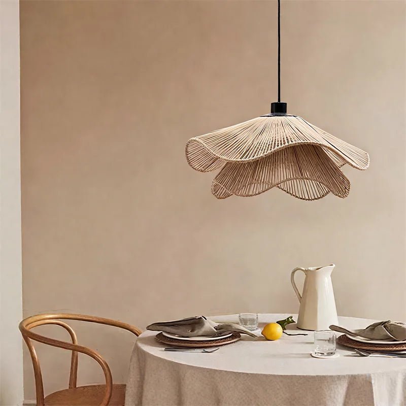 Modern Flower Fabric Pendant Light With Warm Glow - Decorbites