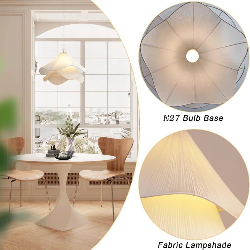 Modern Flower Fabric Pendant Light With Warm Glow - Decorbites