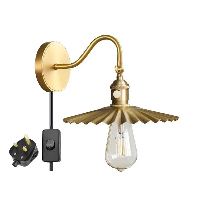 Modern fluted brass wall sconce with adjustable copper fixture and exposed edison bulb for bedroom decorbites adjustable copper wall use