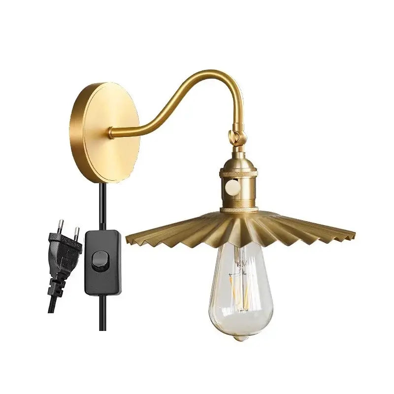 Modern fluted brass wall sconce with adjustable copper arm and exposed Edison bulb for bedroom decorbites adjustable copper wall use