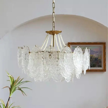 Modern french gold and clear glass led chandelier with intricately cut clear glass and gold-toned metal frame for living room decorbites clear glass
