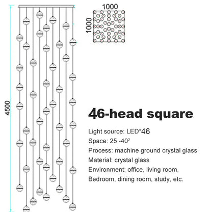 A 46-head machine-ground crystal glass pendant light with led lights modern frosted decorbites crystal ball chandelier
