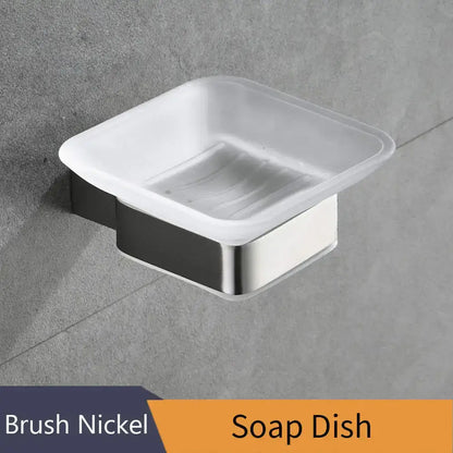 Modern frosted glass soap holder with brush nickel and decorbites black finish wall mount for bathroom use