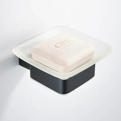 Modern frosted glass and black finish wall mount soap holder with black finish decorbites soap holder holding pink soap