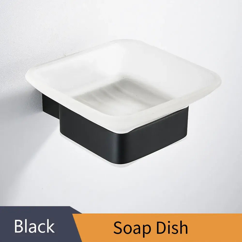 Black finish wall mount soap holder with frosted white glass interior and modern minimalist decorbites black finish design