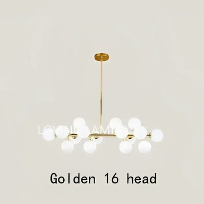 Modern frosted glass ball led chandelier with 16 white glass bulbs on brass frame ideal for dining room decorbites glass ball