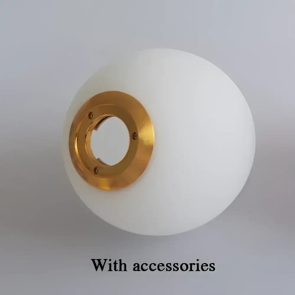 Modern frosted glass ball pendant light with white spherical lampshade and gold-toned metal ring for bedroom decorbites glass ball
