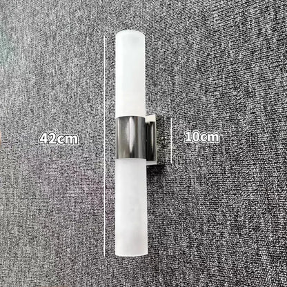 Modern frosted glass led wall lamp with polished chrome accent band minimalist design for bedroom wall lamp