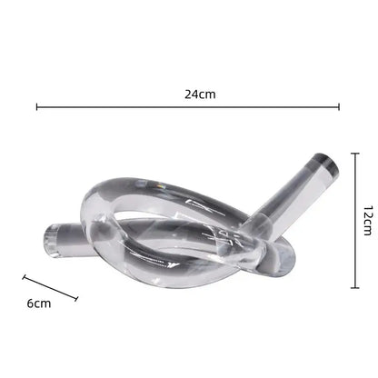 Clear acrylic rope knot sculpture 24cm long 12cm tall modern geometric acrylic rope home decor piece