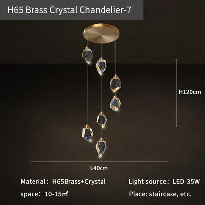 Modern geometric black and gold decorbites crystal diamond chandelier with five faceted glass crystals for stairwell lighting