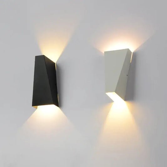 Modern geometric black and white led wall light with matte finish and warm ambient lighting for living room decorbites led wall