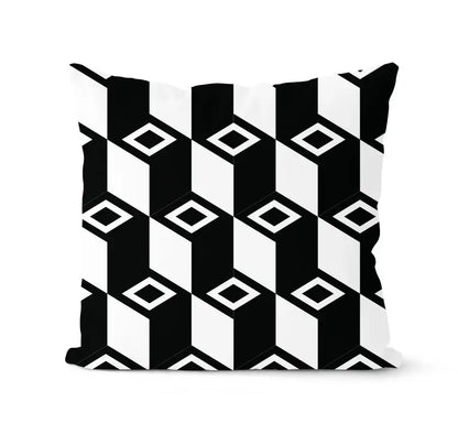 Modern geometric black and white pillowcase set featuring a decorbites geometric black abstract pattern for living room decor