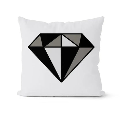 White throw pillow with decorbites geometric black and gray diamond design in modern black and white pillowcase set