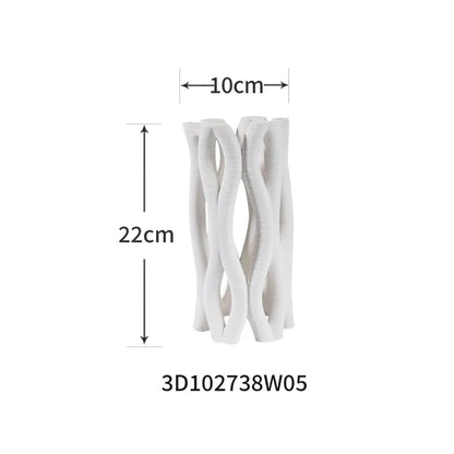White ceramic spiral vase with a modern intertwined design for living room decorbites geometric ceramic decor