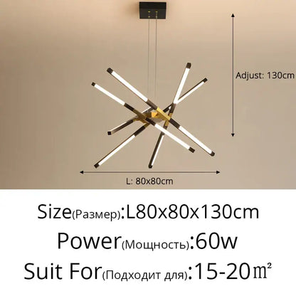 Modern geometric chrome and gold dimmable led ceiling light with six black and white arms for dining room decorbites dimmable led