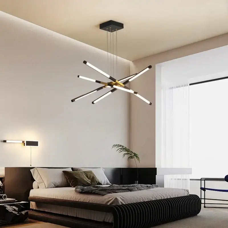 Modern geometric chrome and gold dimmable led ceiling light with black and gold chandelier for dining room decorbites dimmable led