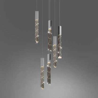 Modern geometric crystal glass led pendant light with sleek silver and gold accents for living room decorbites crystal glass