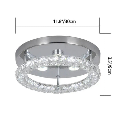 A modern geometric crystal smart led chandelier ceiling light with sleek chrome finish and clear faceted crystals