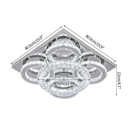 Modern geometric crystal smart led chandelier with concentric rings and silver frame for living room ceiling light decorbites smart led