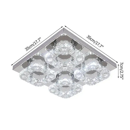 Square-shaped modern geometric crystal smart led chandelier ceiling light with chrome finish for living room decorbites smart led