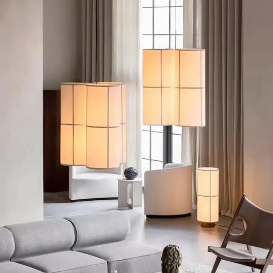 Modern geometric fabric cluster pendant light with warm diffused light and segmented shades for dining room decorbites hashira cluster