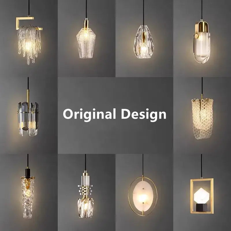 Modern geometric gold and clear crystal led ceiling chandelier featuring decorbites crystal led design for bedroom decor