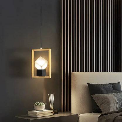 Modern geometric gold decorbites crystal led ceiling chandelier with a rectangular frame and faceted white lampshade