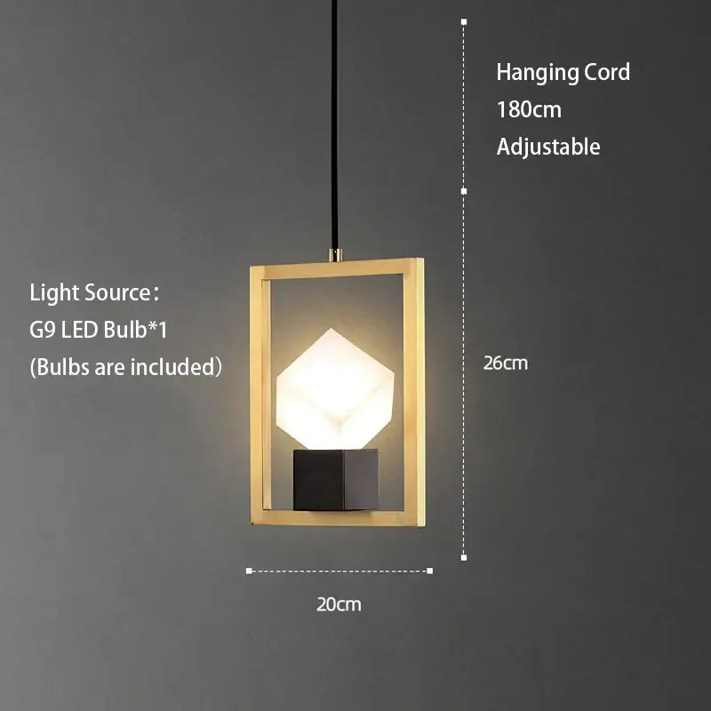 Modern geometric gold and clear crystal led ceiling chandelier with gold rectangular frame and black base for decorbites crystal led decor