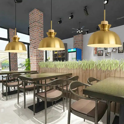 Modern geometric gold nordic chandelier with dome-shaped brushed metal pendant lights for kitchen and living room decorbites gold nordic