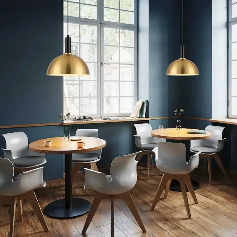 Modern geometric gold nordic chandelier with gold dome pendant lights and black fixtures for kitchen and living room decorbites gold nordic